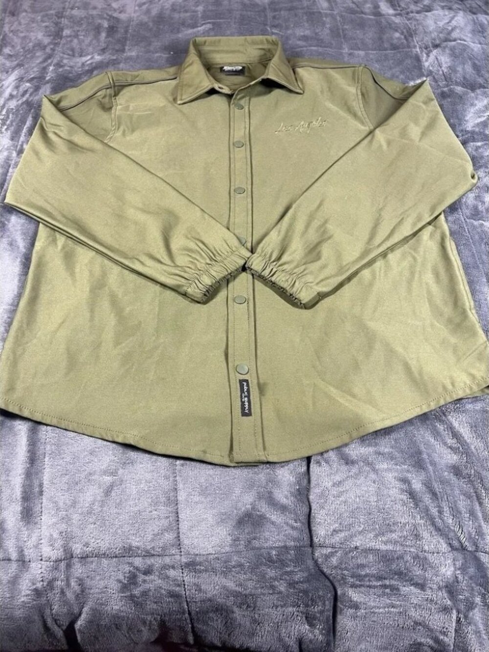 Public Supply Co Mens Long Sleeve‎ military green Shirt Snap Size XL